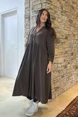 Made in Italy Donegal Cotton Jersey Smock Dress Chocolate